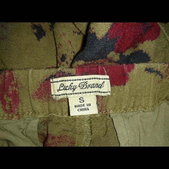 Lucky Brand Floral Army Green Linen Cargo Pants - Picture 4 of 7
